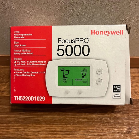 Honeywell Thermostat FocusPRO 5000 Non-Programmable - Picture 1 of 3